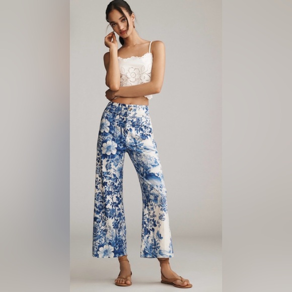 Maeve Pants - Maeve Blue Floral Cropped Pants
